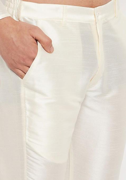 Black Solid Silk Kurta Set For Men