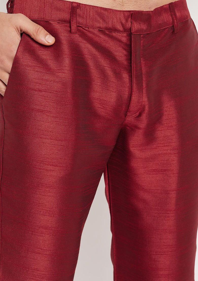 Off White Solid Poly Blend Kurta Set For Men