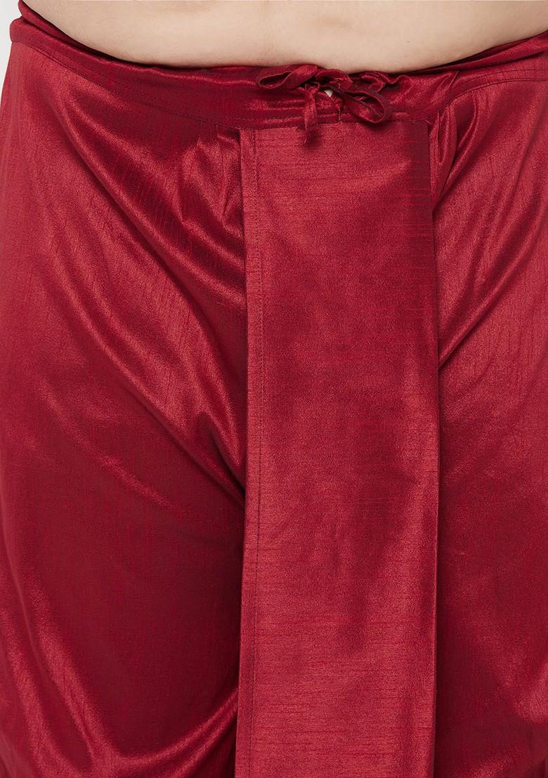 Gold Solid Poly Blend Kurta Set For Men