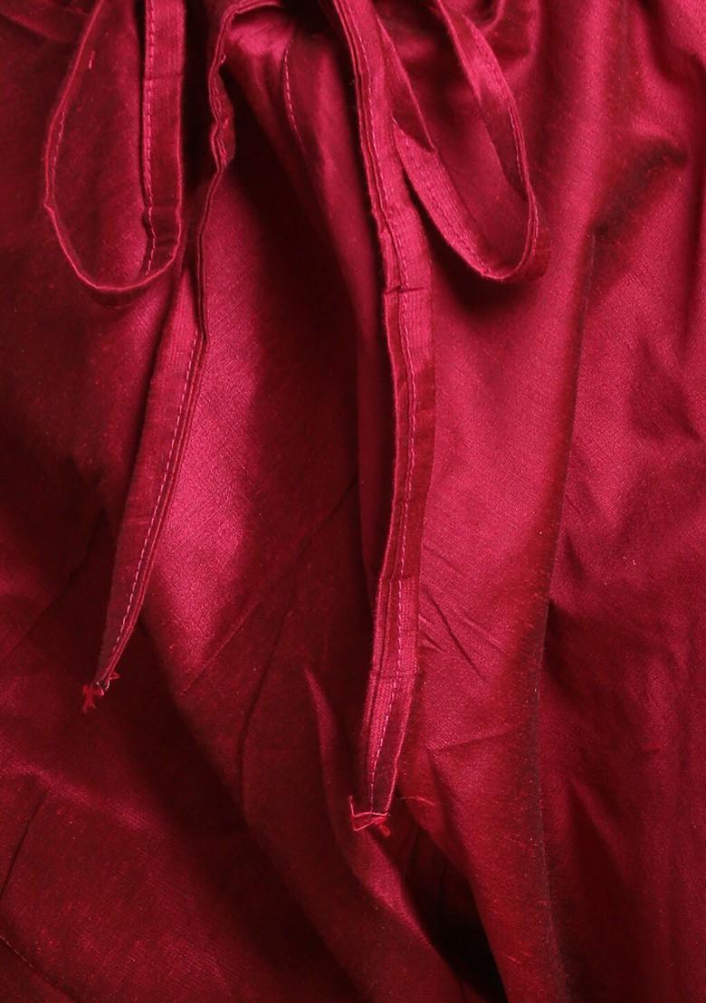 Fuchsia Pink Solid Poly Blend Kurta Set For Men