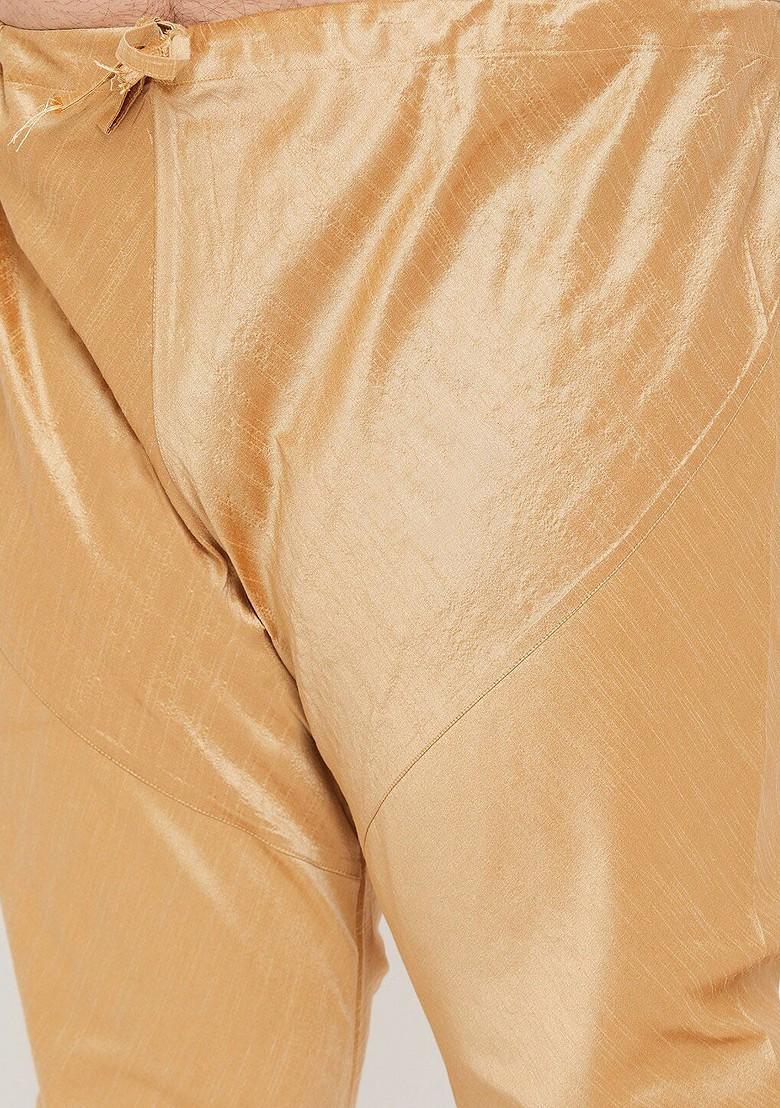 Black Solid Silk Kurta Set For Men