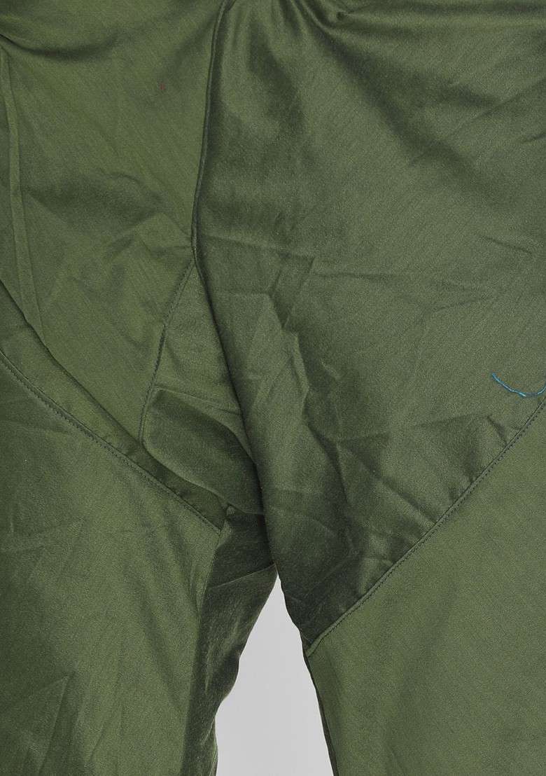 Green Solid Poly Blend Kurta Set For Men - Indya