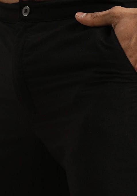 Black Sequin Work Georgette Kurta Set For Men