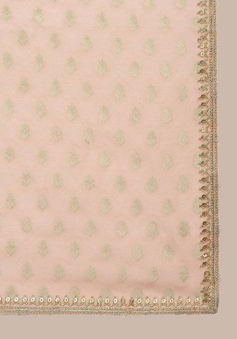 Peach Ethnic Motifs Poly Blend Kurta Set For Men