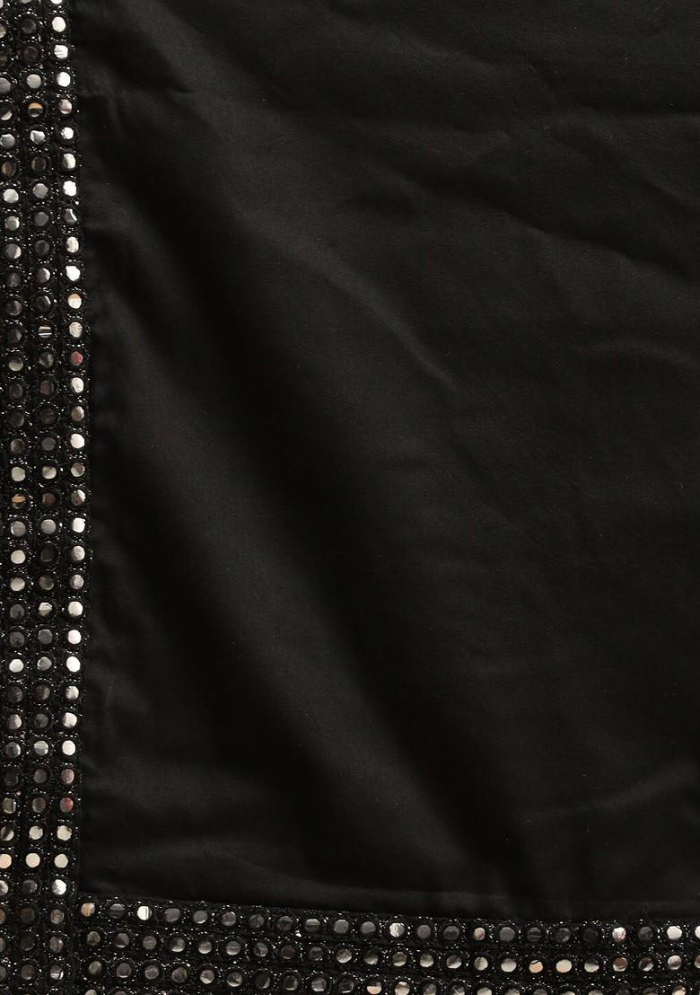 Black Ethnic Motifs Poly Blend Kurta Set For Men