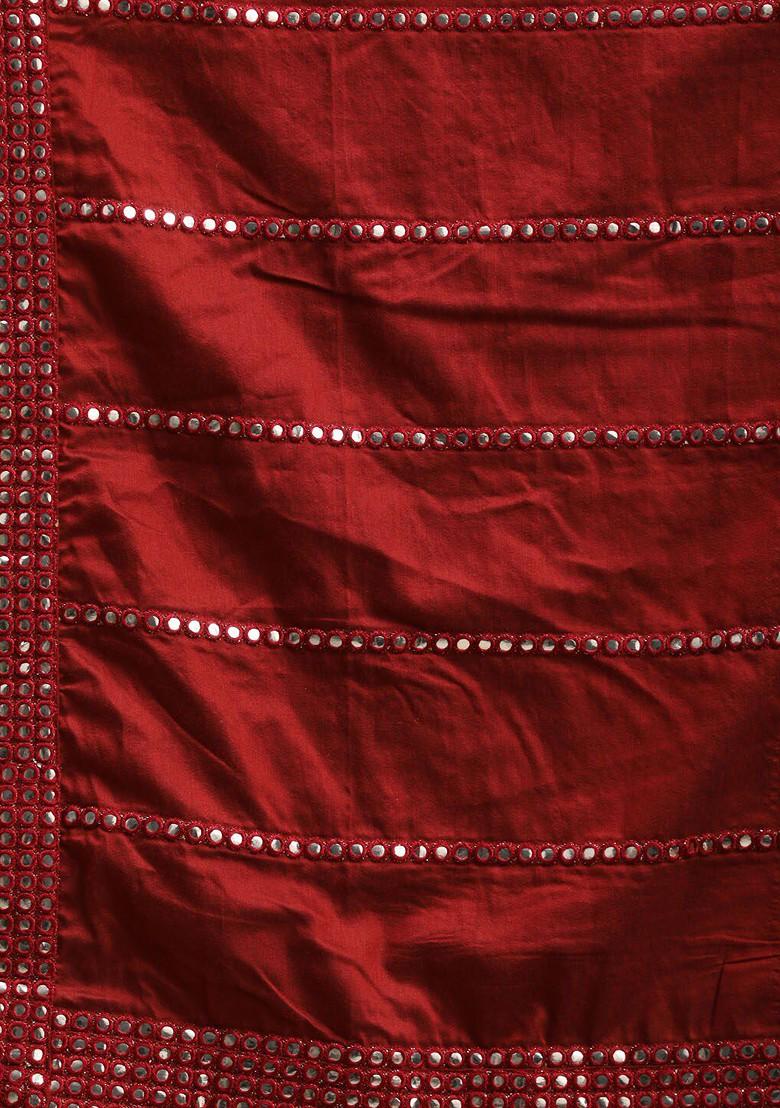 Cream Mirror Work Poly Blend Kurta Set For Men