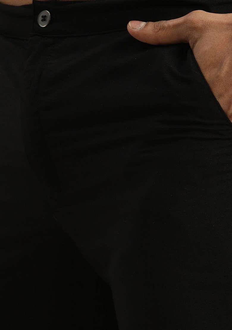 Black Sequin Work Georgette Kurta Set For Men - Indya