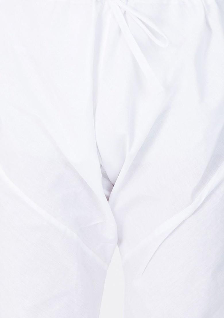 White Solid Poly Blend Kurta Set For Men