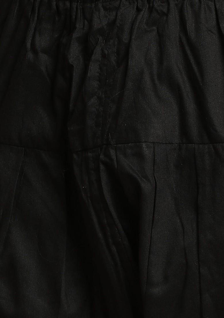 Black Embroidered Poly Blend Kurta Set For Men