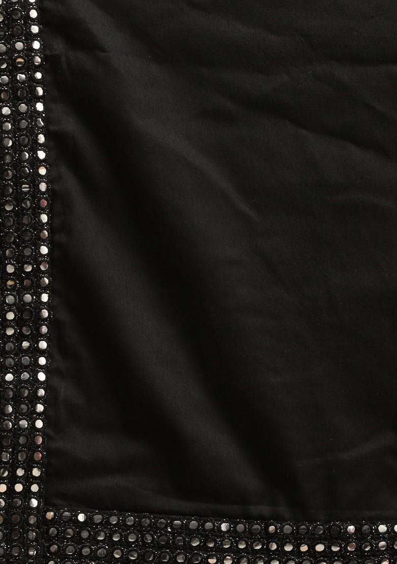 Black Embroidered Poly Blend Kurta Set For Men