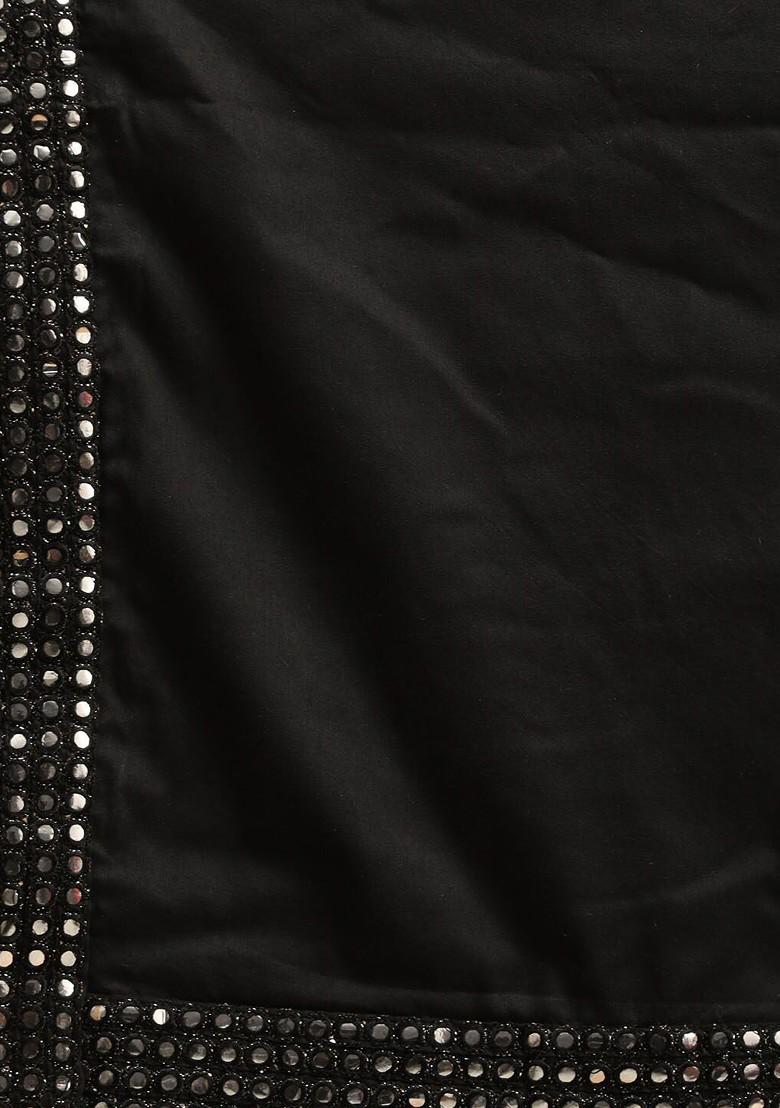 Black Embroidered Georgette Kurta Set For Men