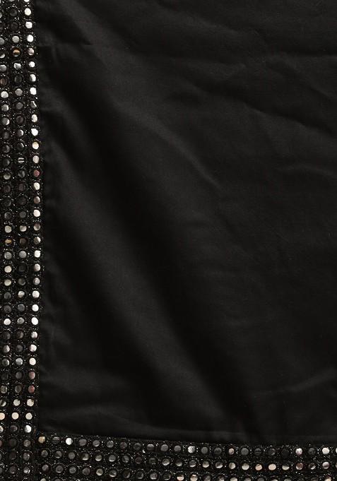 Black Embroidered Georgette Kurta Set For Men