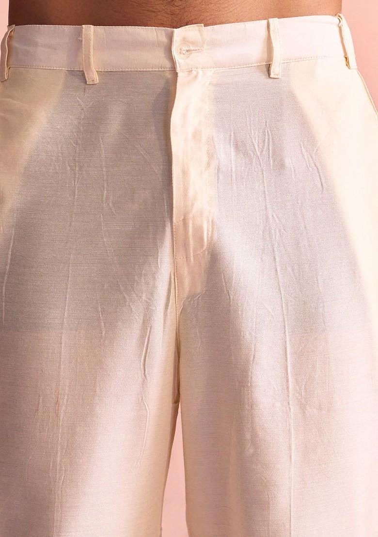 Olive Ethnic Motifs Poly Blend Kurta Set For Men