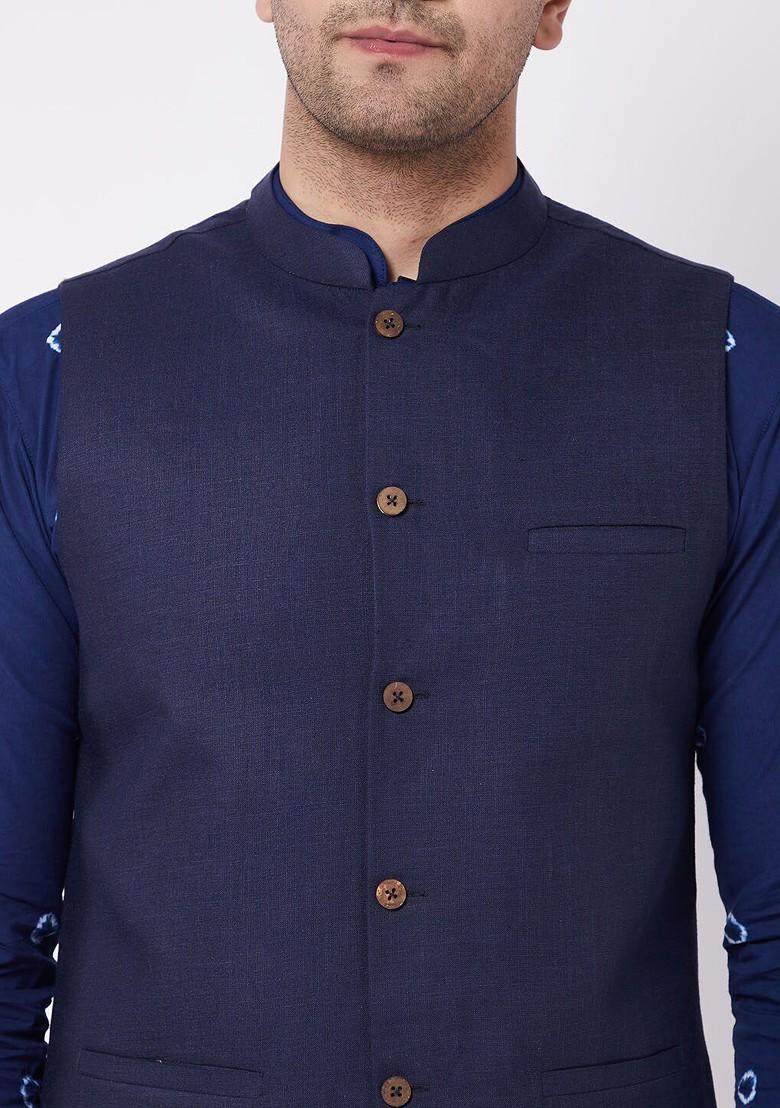 Blue Bandhani Print Cotton Kurta Set For Men