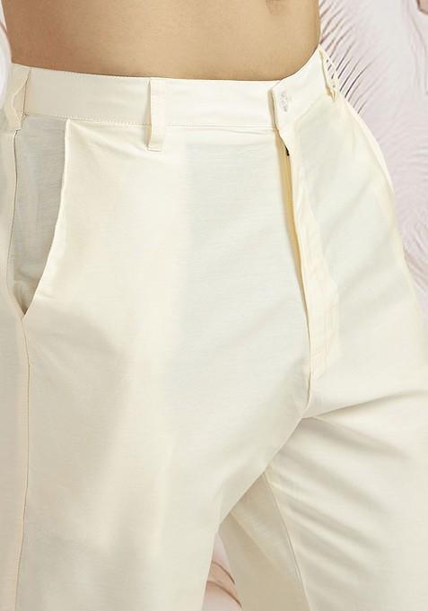 Red Printed Poly Blend Kurta Set For Men