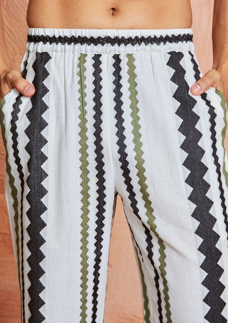 White Printed Poly Blend Kurta Set For Men