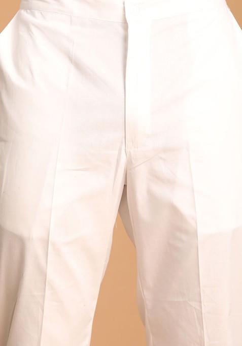 Sea Green Ethnic Motifs Cotton Kurta Set For Men