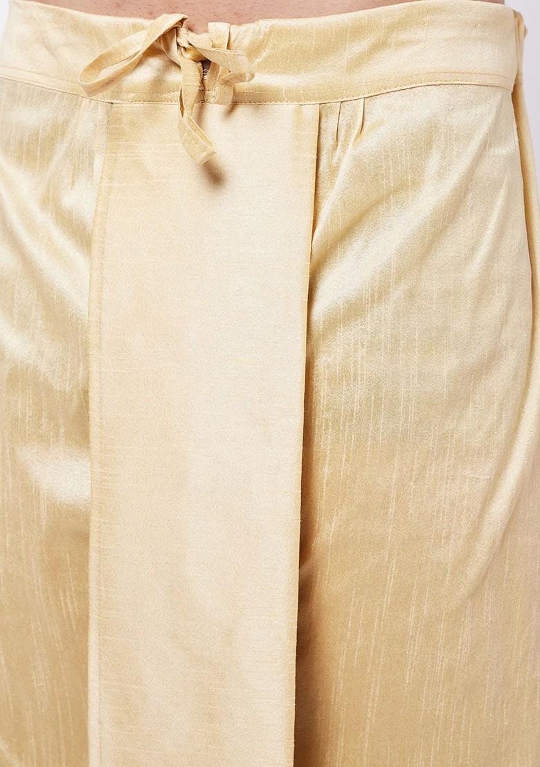 Maroon Woven Poly Blend Kurta Set For Men