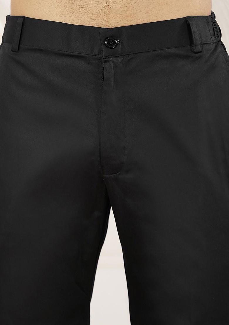 Black Embroidered Poly Blend Kurta Set For Men