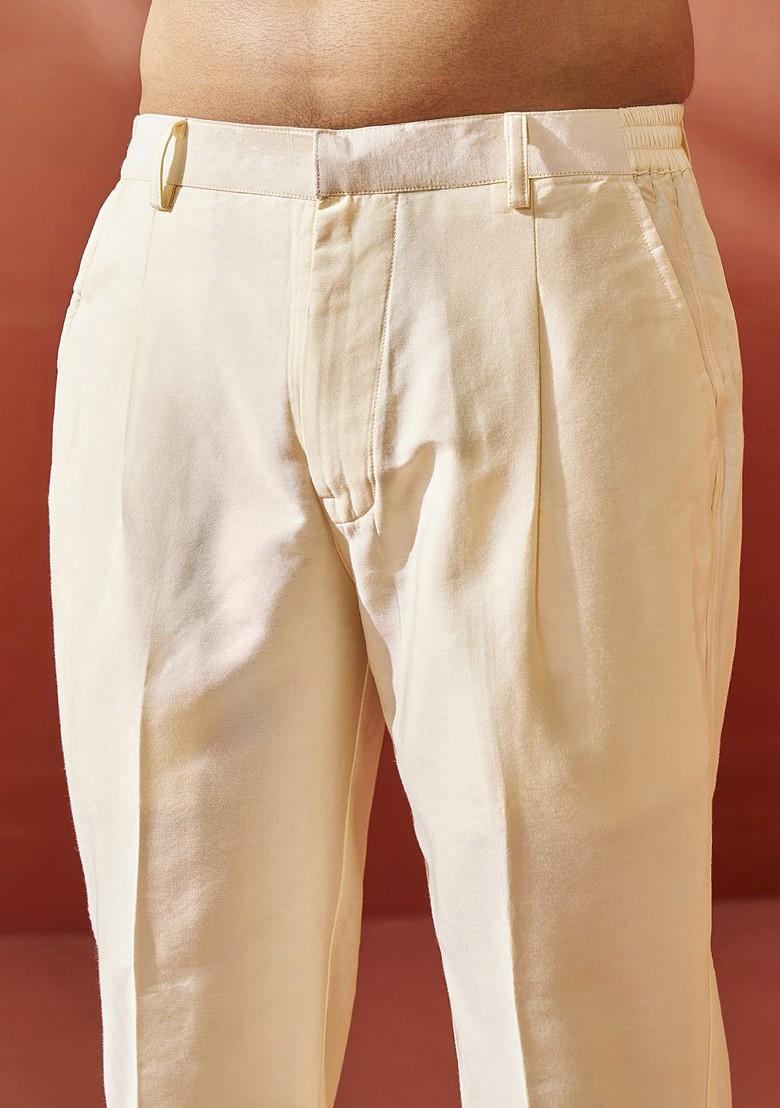 Peach Ethnic Motifs Poly Blend Kurta Set For Men