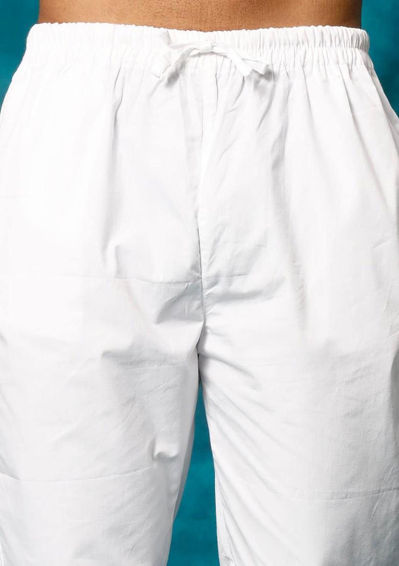 Navy Blue Ethnic Motifs Poly Blend Kurta Set For Men