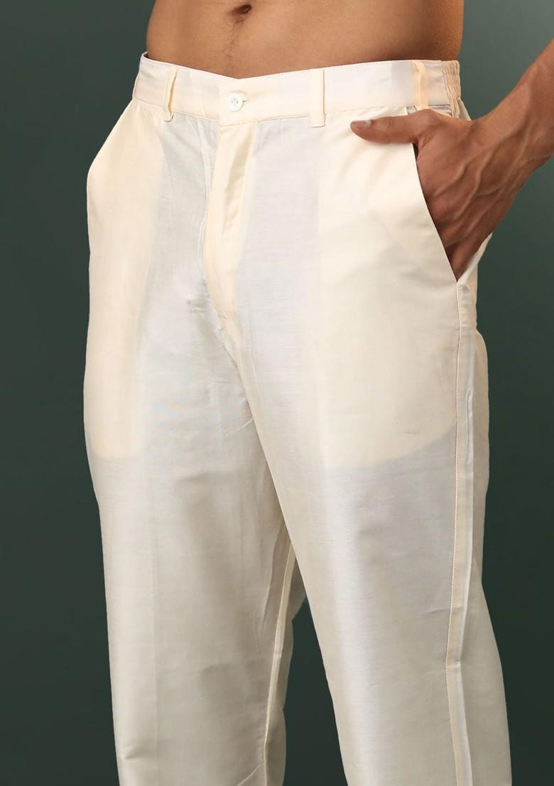 Purple Printed Poly Blend Kurta Set For Men