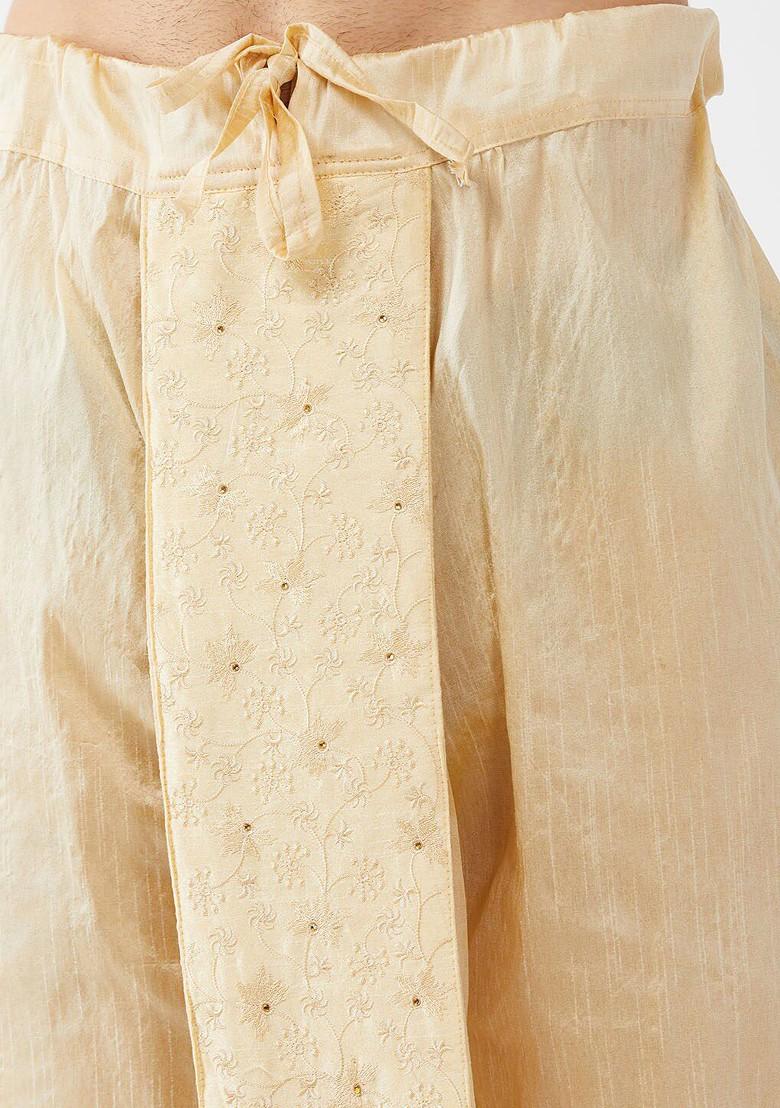 Maroon Woven Poly Blend Kurta Set For Men