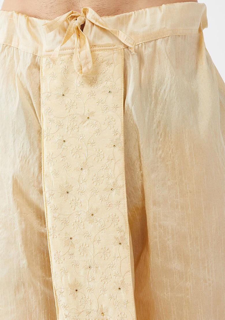 Blue Woven Poly Blend Kurta Set For Men