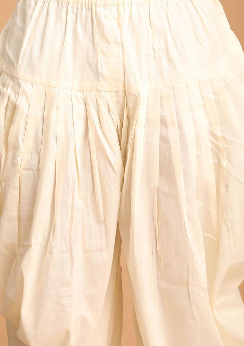 White Embroidered Poly Blend Kurta Set For Men