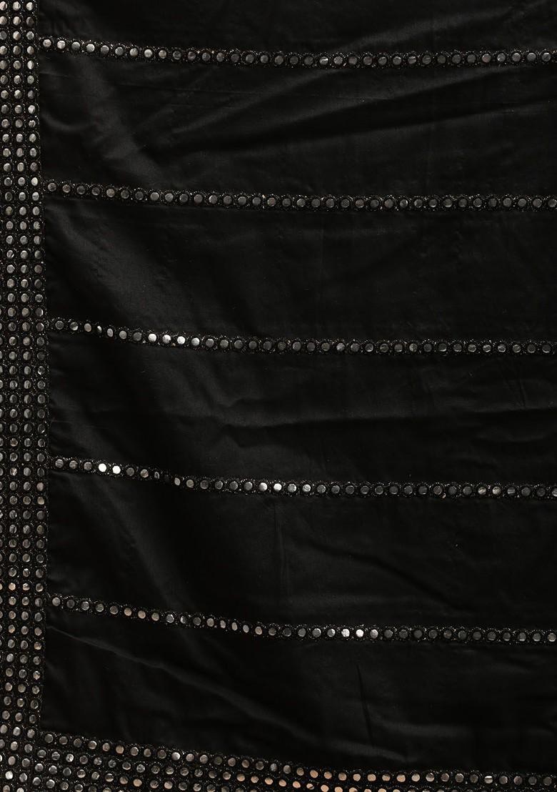 Black Mirror Work Poly Blend Kurta Set For Men