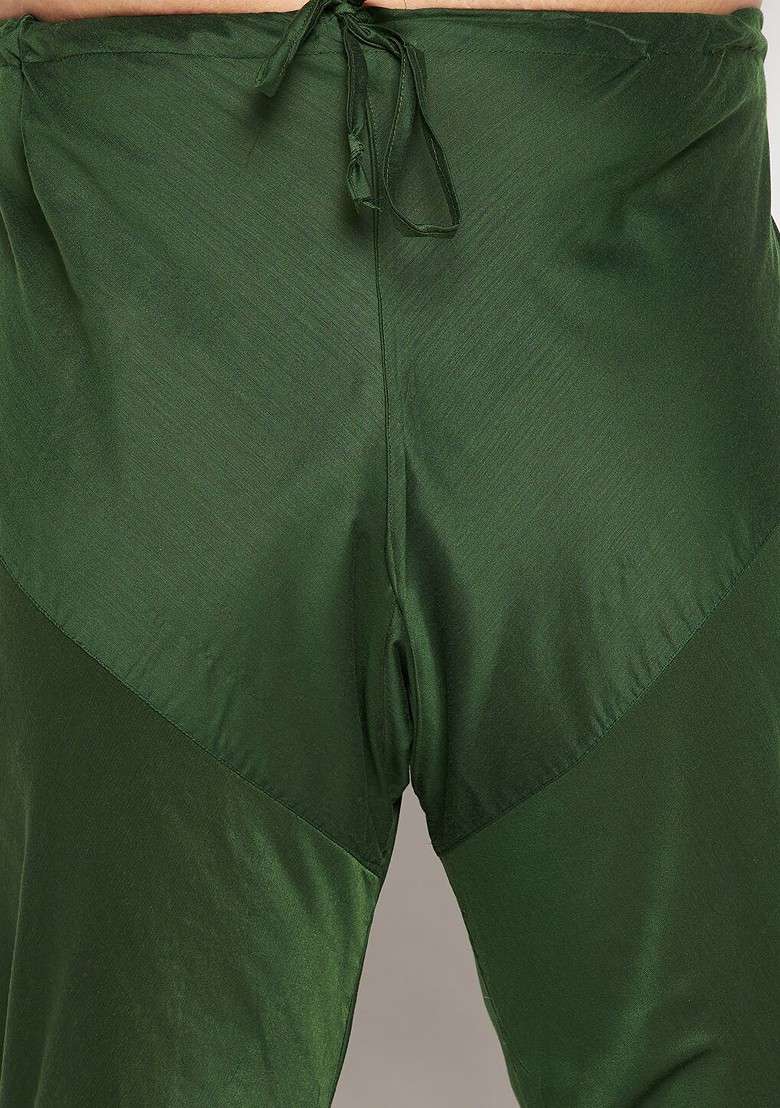 Green Floral Print Poly Blend Kurta Set For Men - Indya