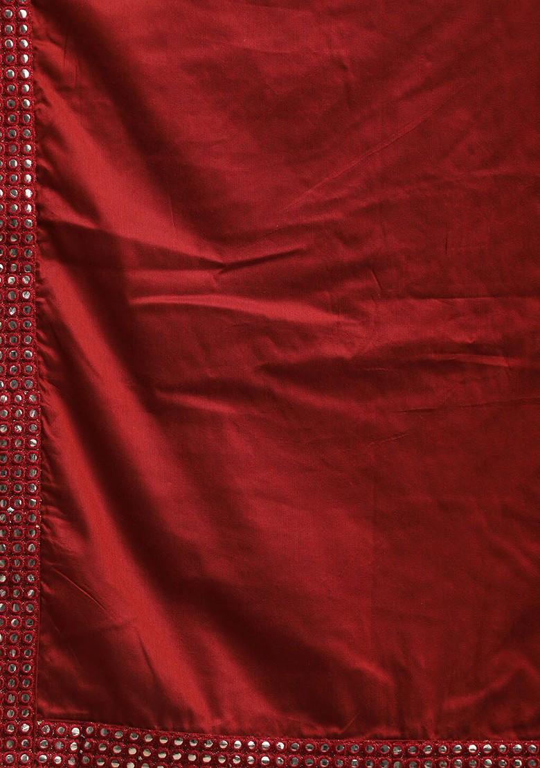 Maroon Solid Poly Blend Kurta Set For Men