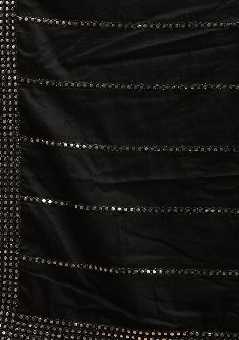 Black Mirror Work Poly Blend Kurta Set For Men