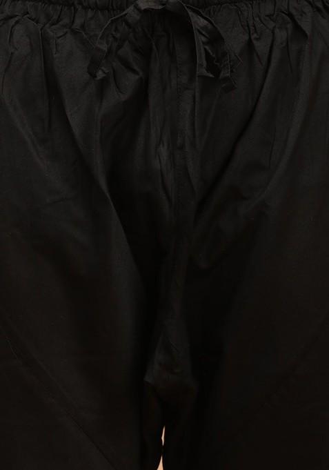 Black Mirror Work Poly Blend Kurta Set For Men