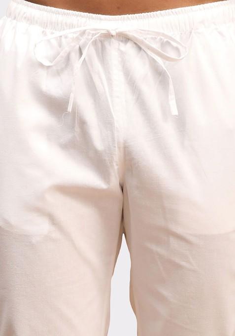 Green Embroidered Cotton Kurta Set For Men