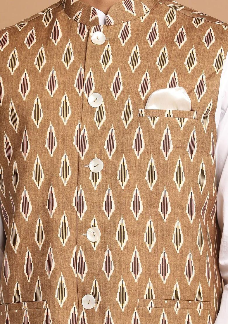 White Solid Cotton Kurta Set For Men