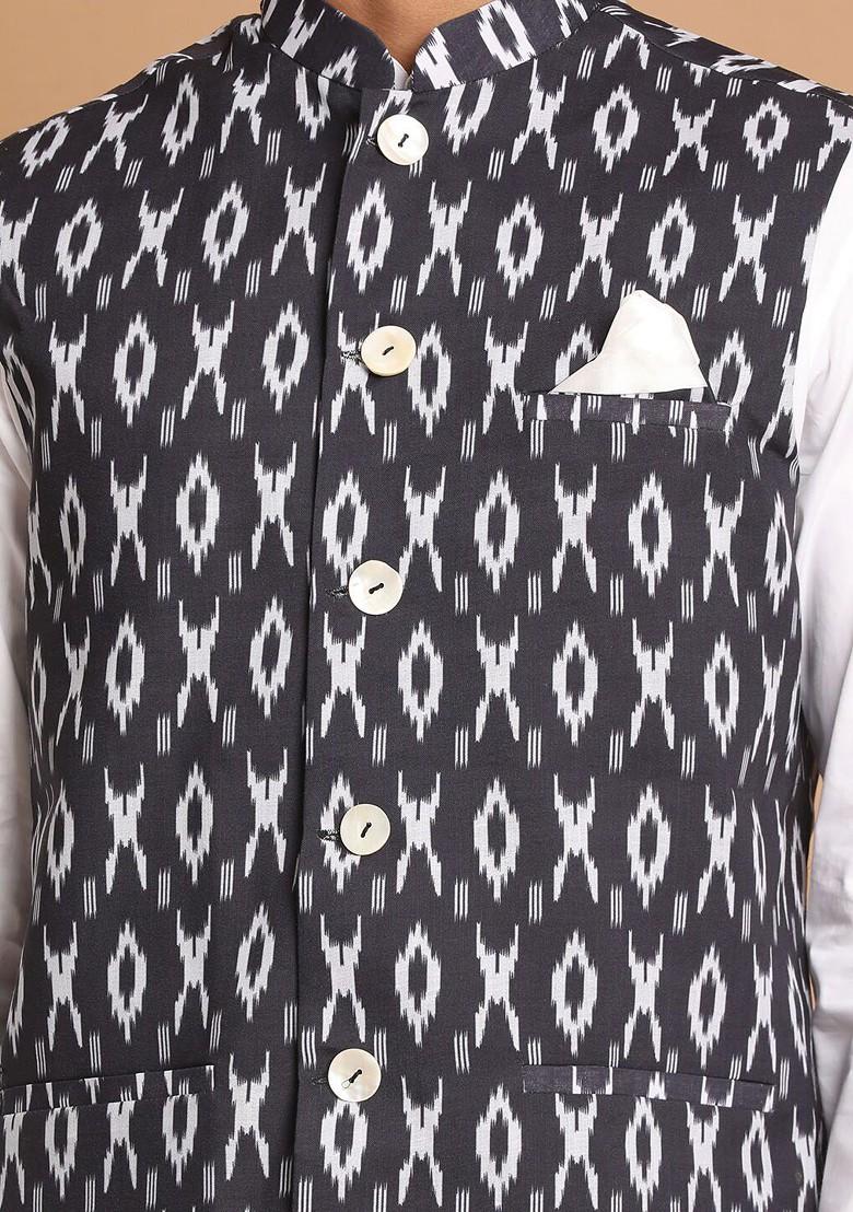 White Solid Cotton Kurta Set For Men