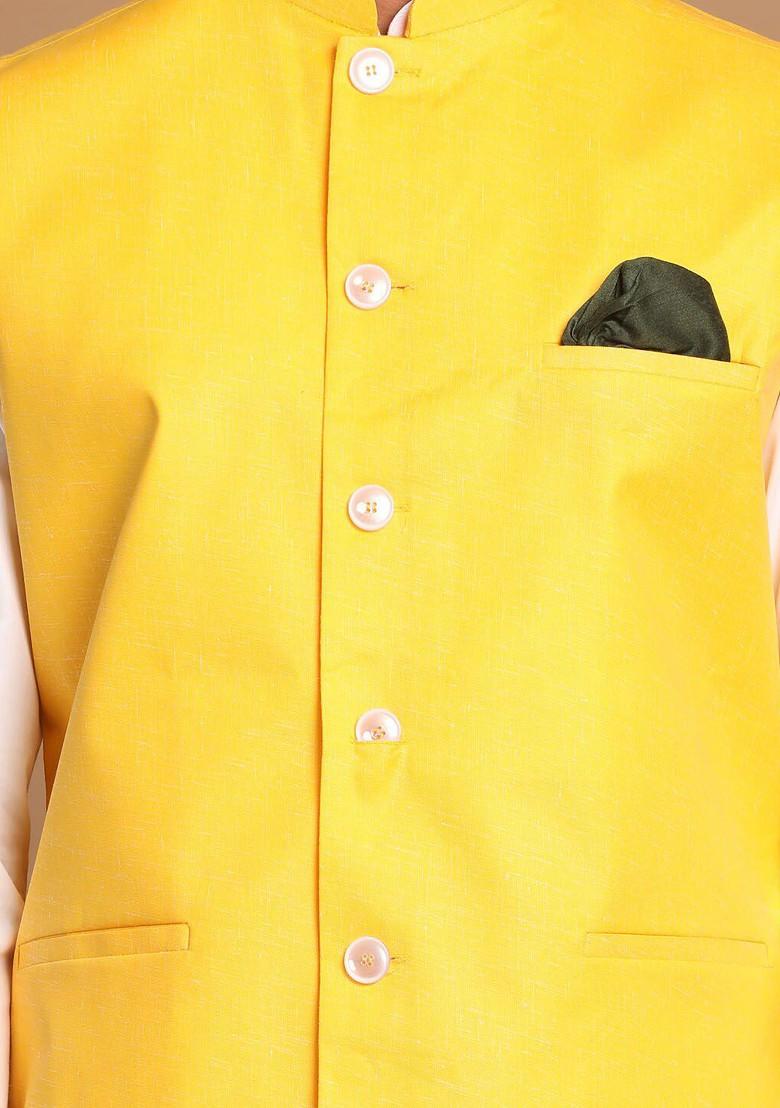 White Embroidered Cotton Kurta Set For Men