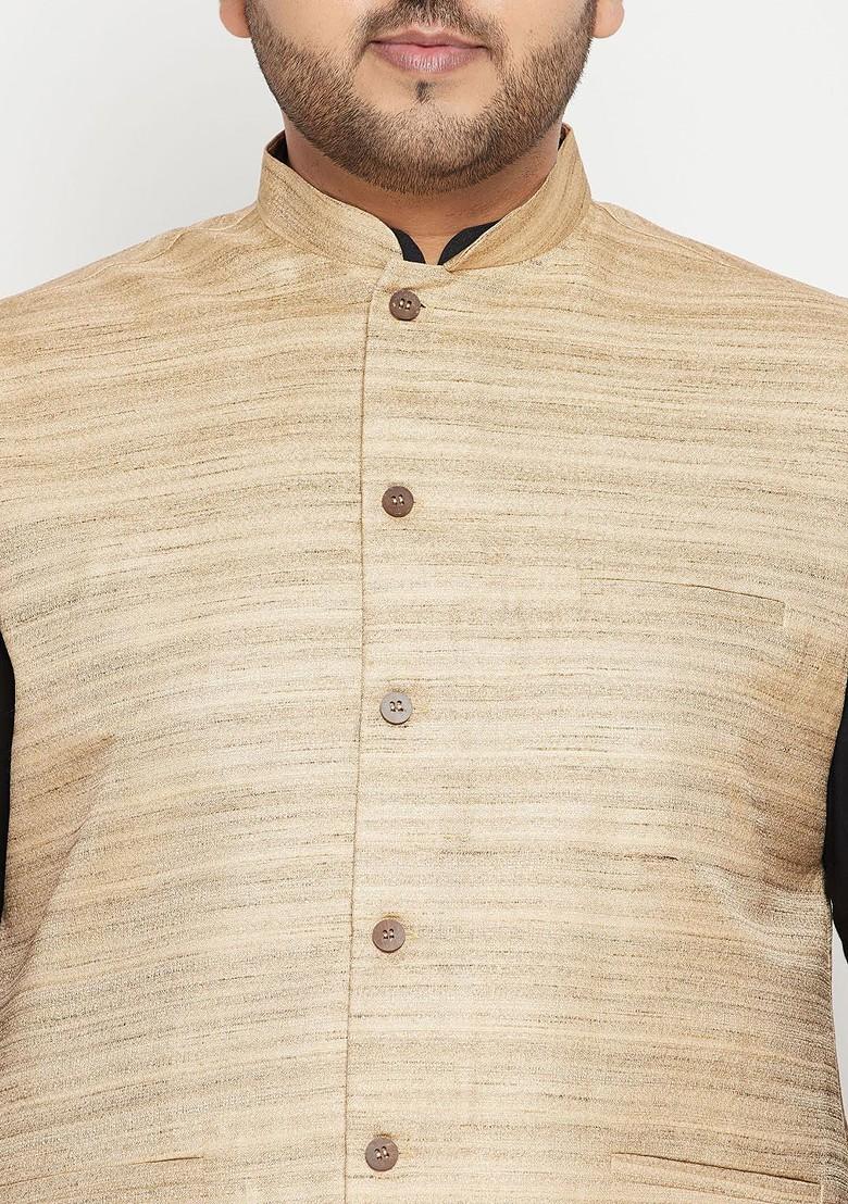 Black Solid Poly Blend Kurta Set For Men