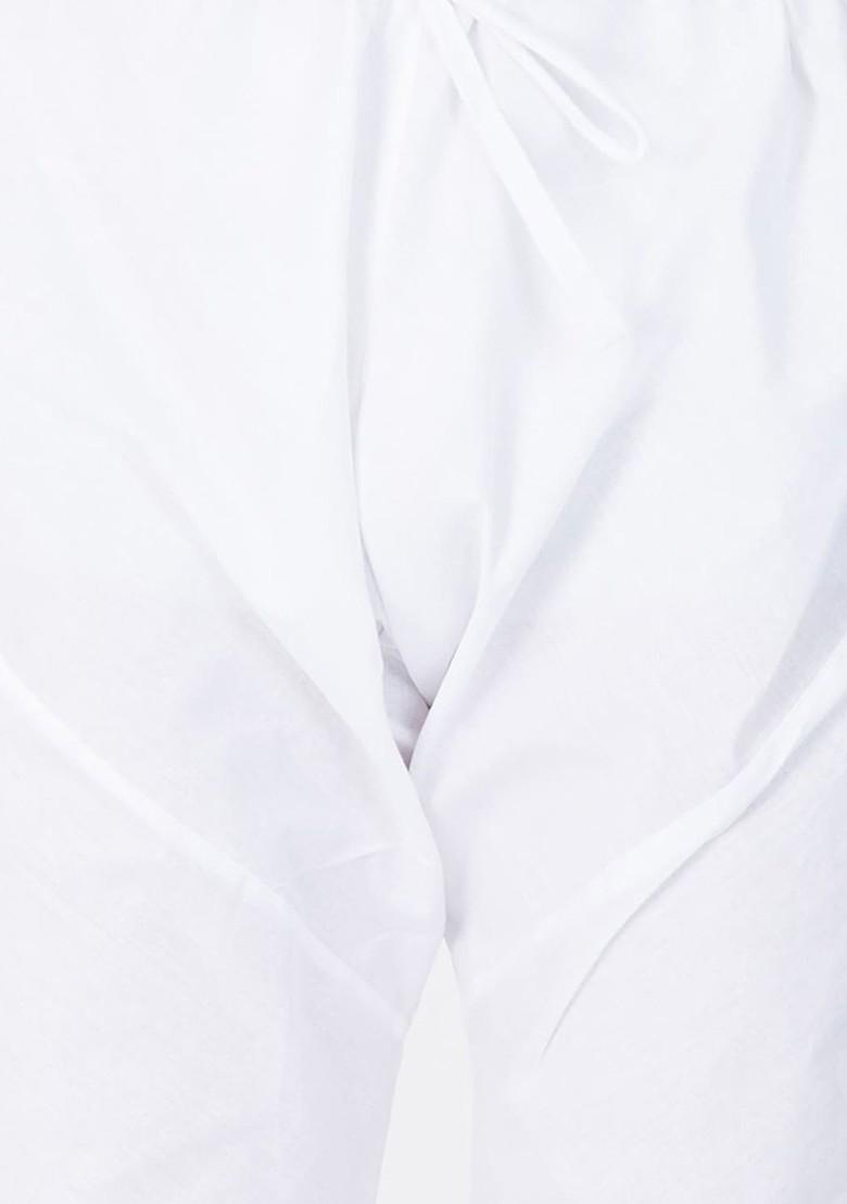 White Ethnic Motifs Cotton Kurta Set For Men