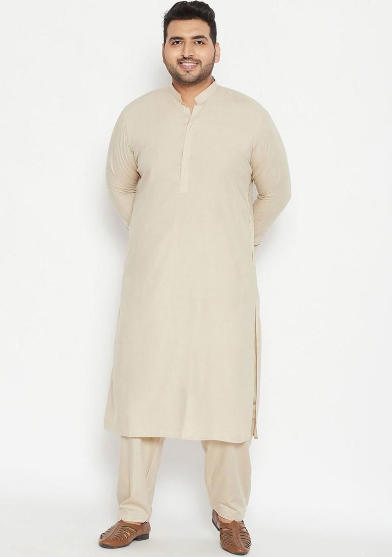 Green Solid Poly Blend Kurta Set For Men