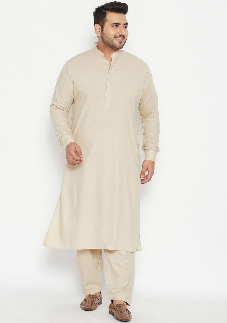 Green Solid Poly Blend Kurta Set For Men