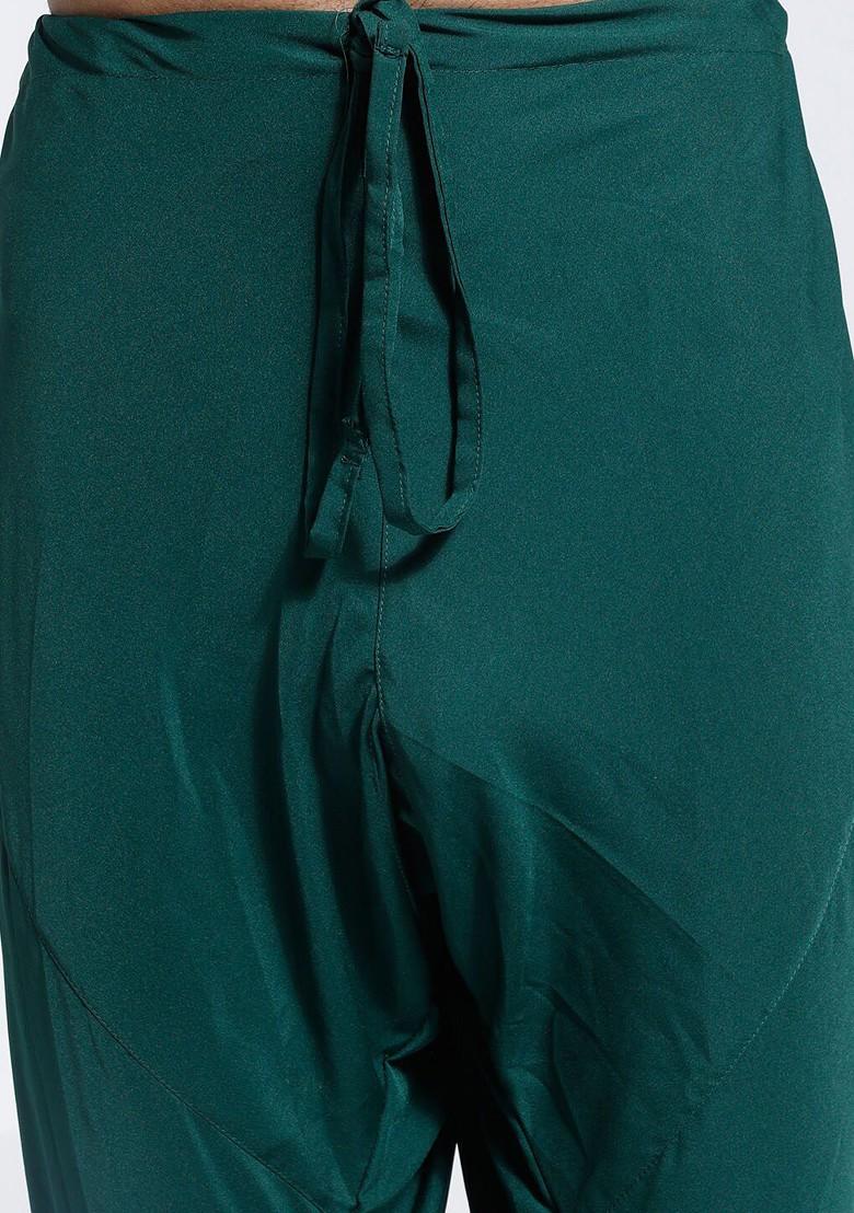 Green Solid Poly Blend Kurta Set For Men