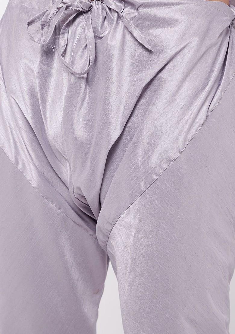 Lavender Solid Poly Blend Kurta Set For Men