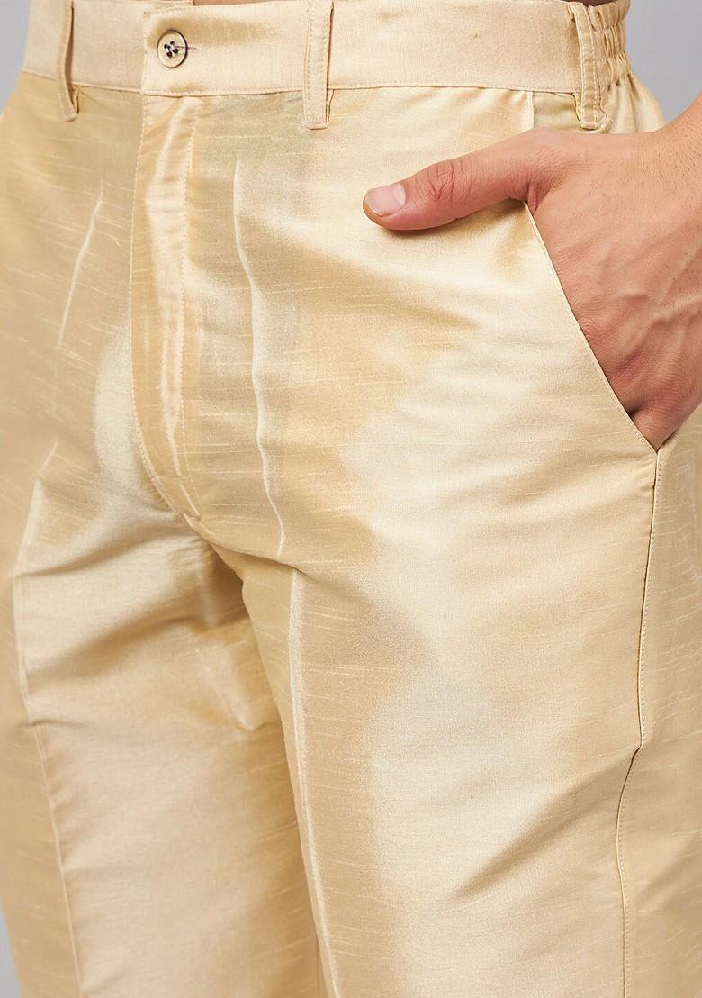 Coffee Brown Solid Poly Blend Kurta Set For Men