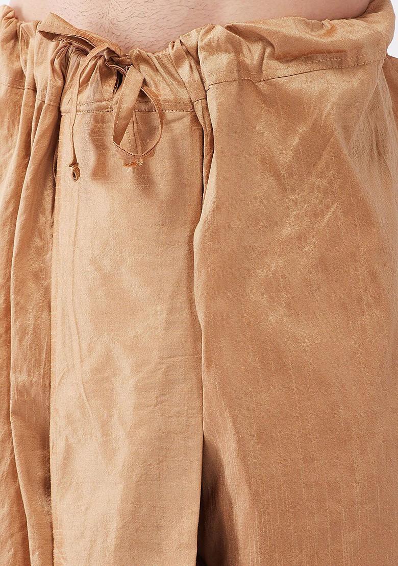 Pink Embroidered Poly Blend Kurta Set For Men