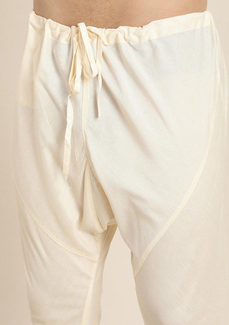 Yellow Solid Poly Blend Kurta Set For Men