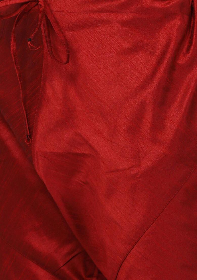 Orange Ethnic Motifs Poly Blend Kurta Set For Men