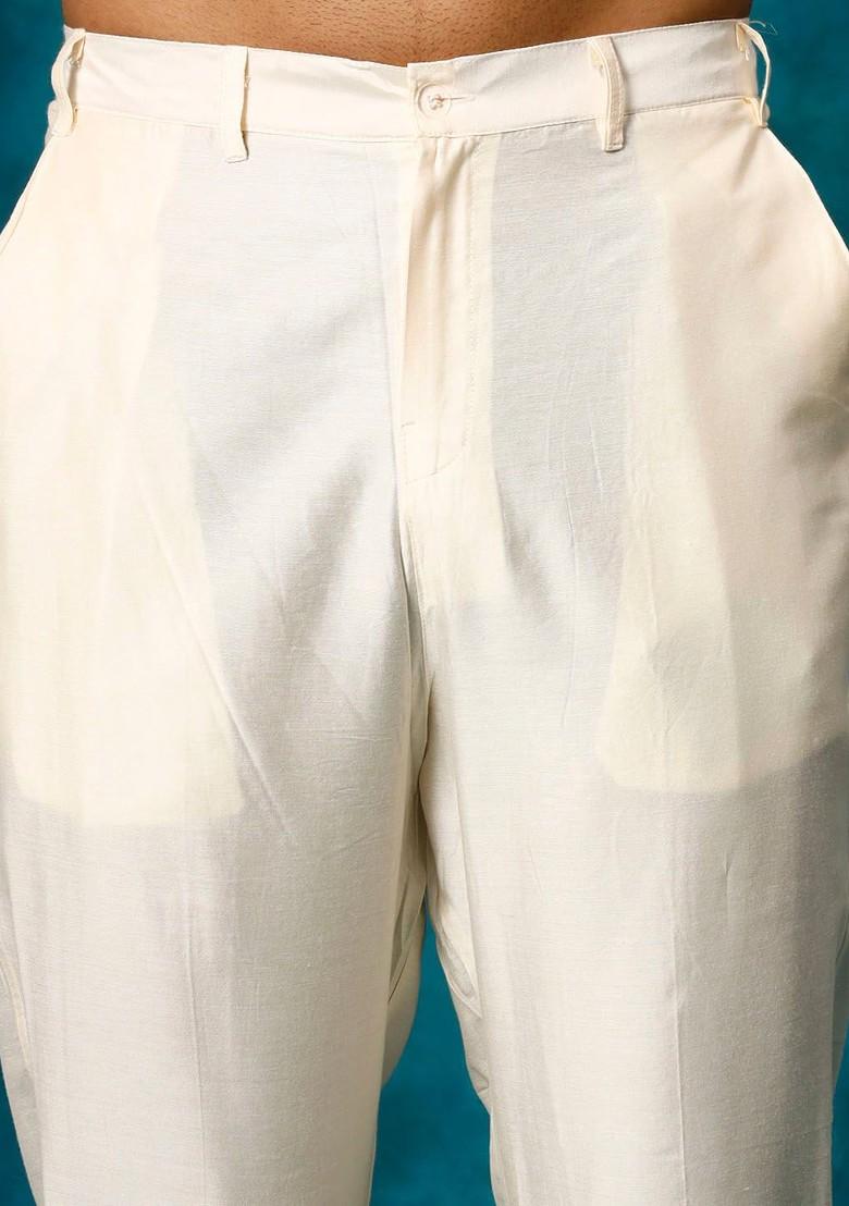 Pink Embroidered Poly Blend Kurta Set For Men