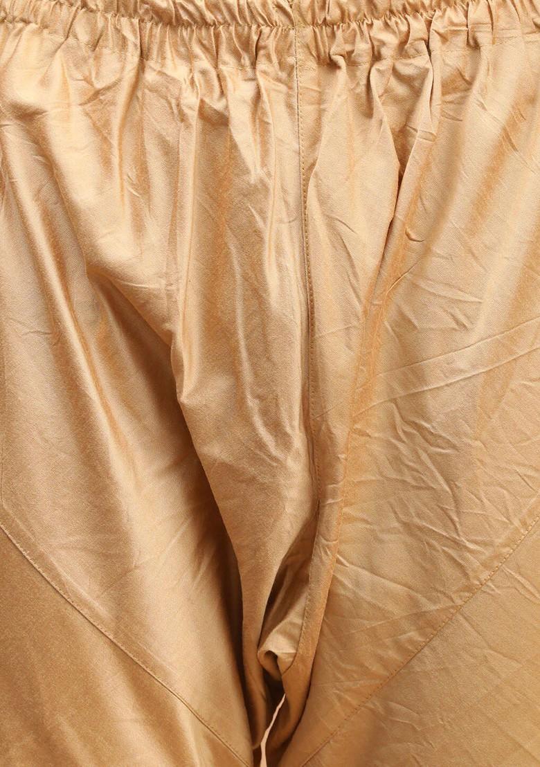 Rose Gold Woven Poly Blend Kurta Set For Men